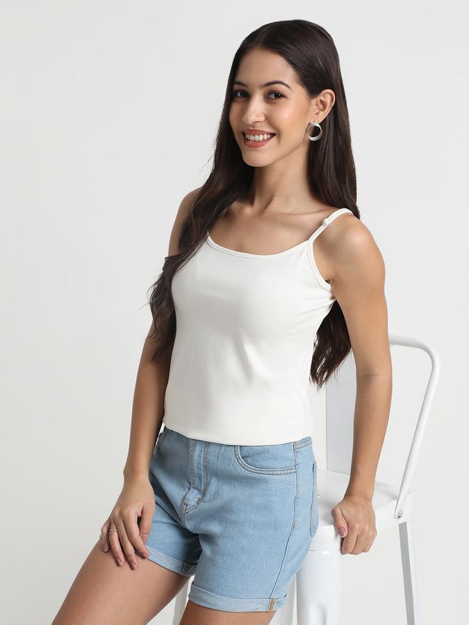 R&B Women Ivory Solid Camisole Top