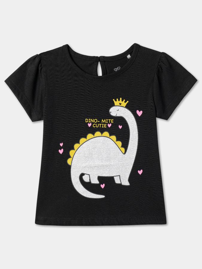 Girls Cotton Regular Fit Crew Neck Graphic T-shirt
