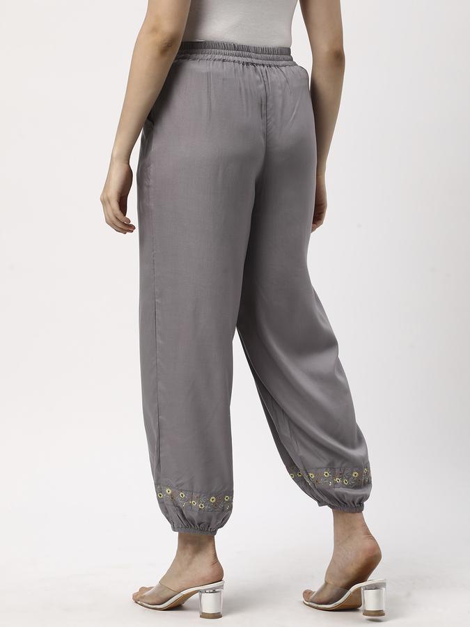 Women Rayon Harem Elasticated Embroidered Trousers