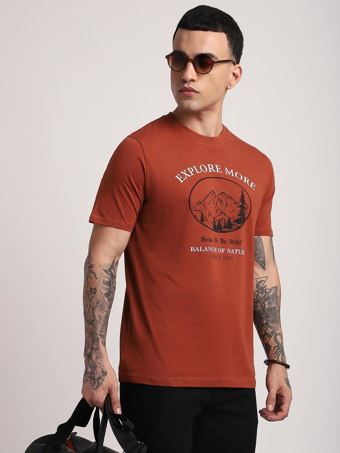 Men Cotton Regular Fit Crew Neck Graphic T-shirt