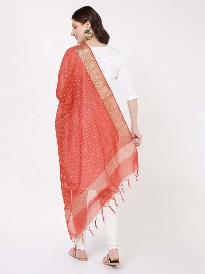 R&B Women's Red Striped Dupatta