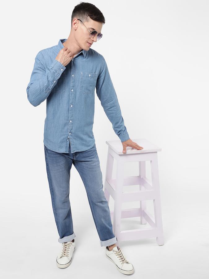 R&B Blue Men Casual Shirts image number 1
