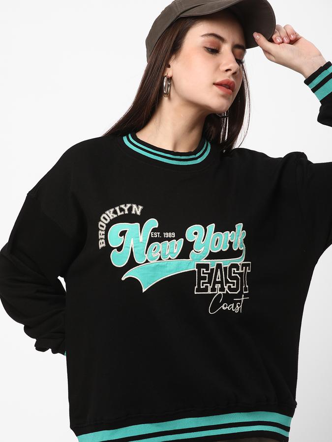 Women Cotton Regular Fit Round Neck Graphic Sweatshirt