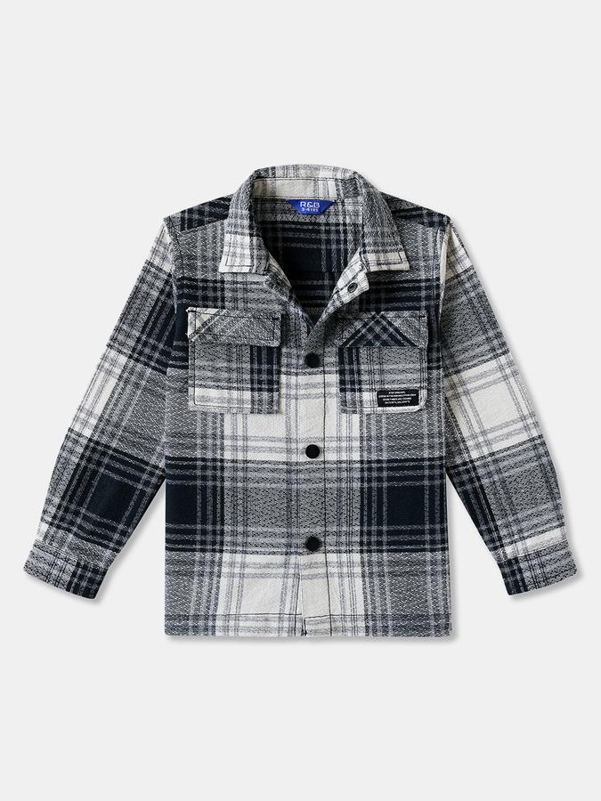 Boys Cotton Regular Fit Long Sleeve Plaid Shirt