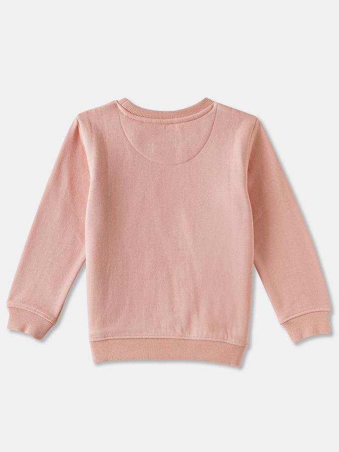 Girls Cotton Blend Regular Fit Crew Neck Graphic Sweatshirt