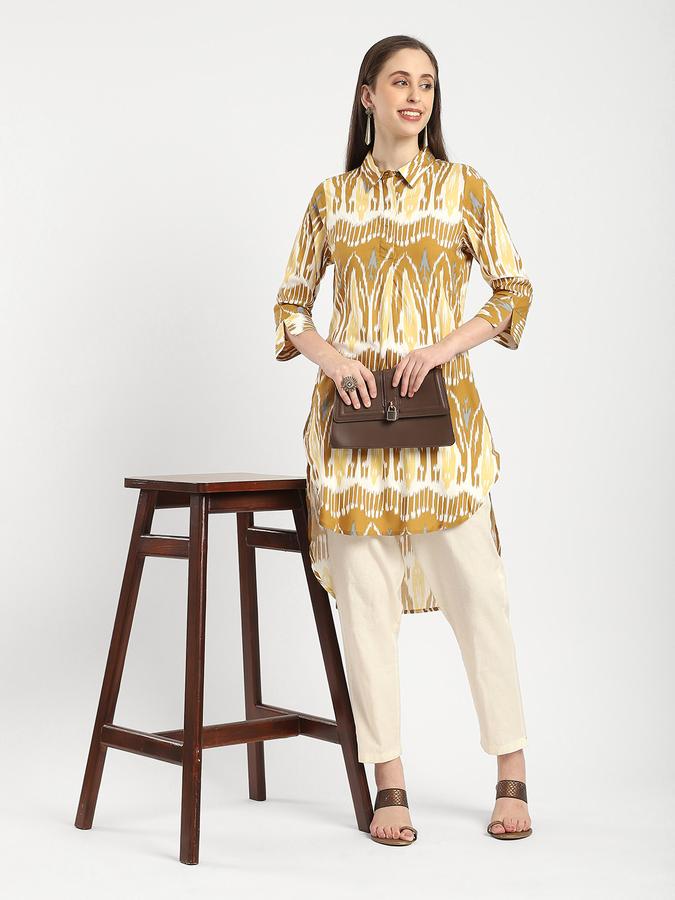Women Viscose Regular Fit Shirt Collar Printed Kurta