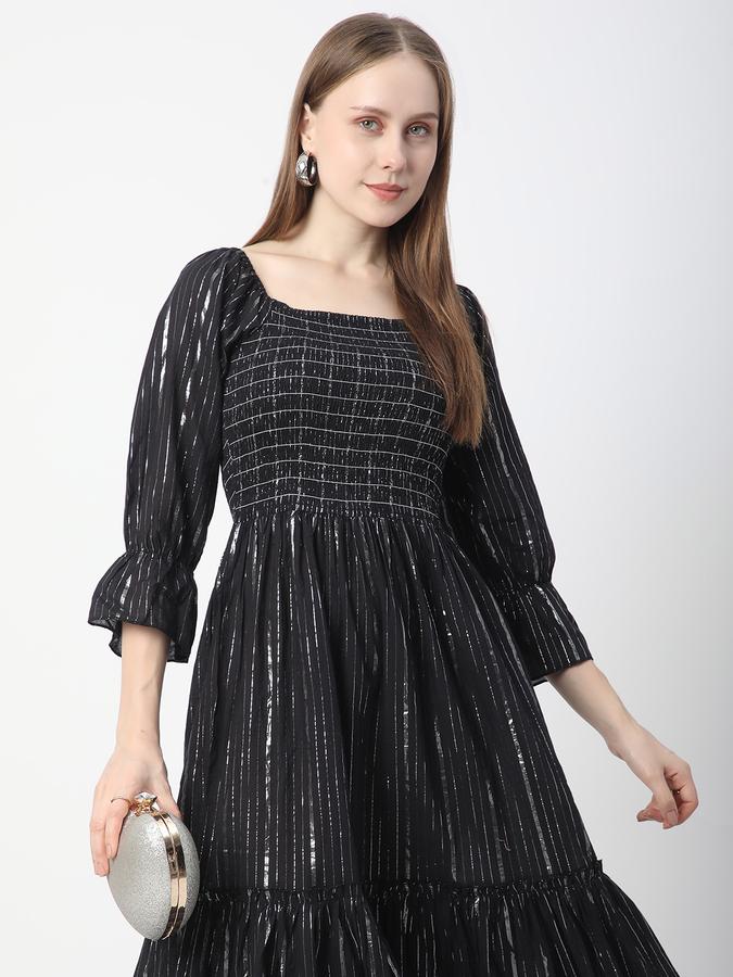 Women Cotton Striped Fit And Flare Ethnic Dress