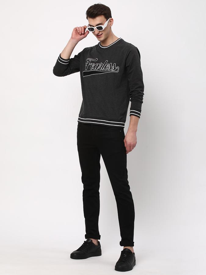 Men Cotton Regular Fit Crew Neck Graphic Sweatshirt