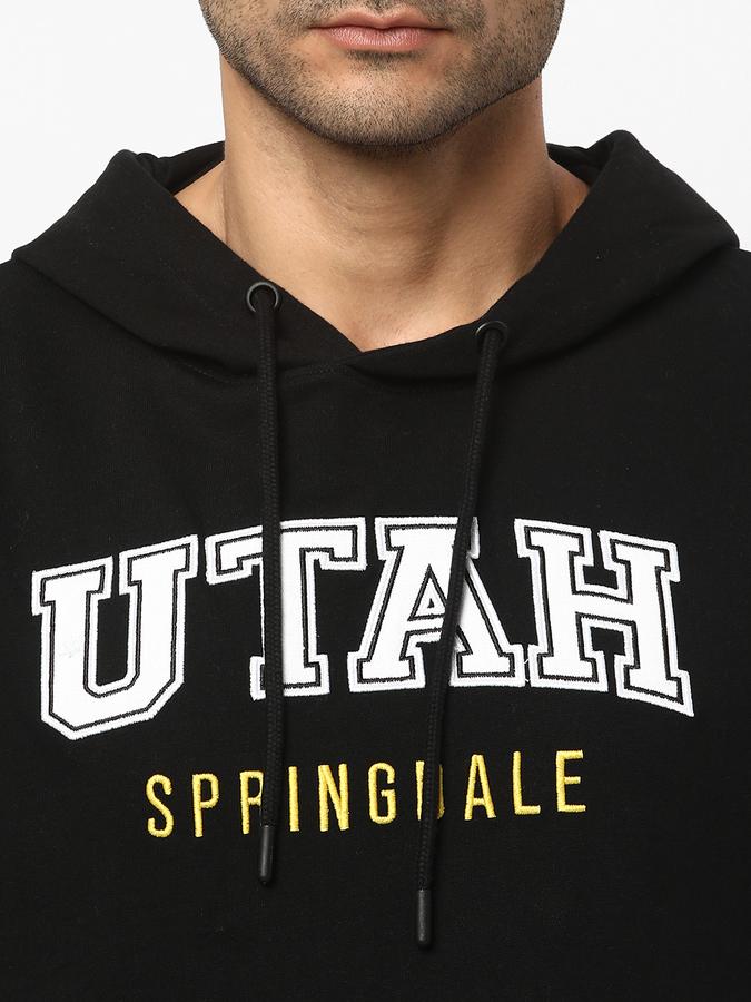 Men Typographic Print Regular Fit Hooded Sweatshirt   data-index=