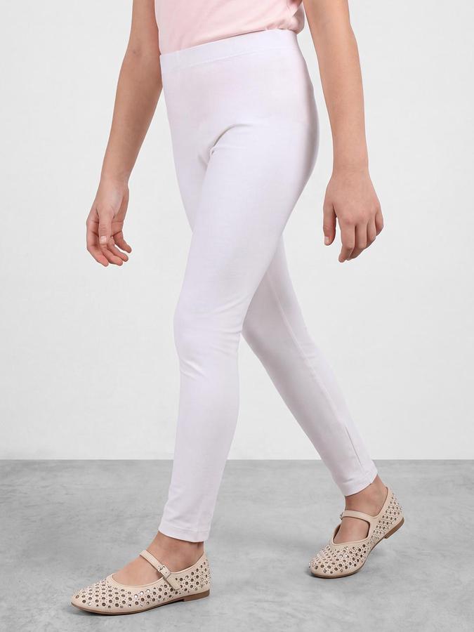 R&B Girls Solid Ivory Ankle Length Leggings