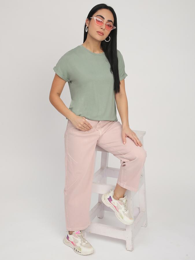 Women Viscose Regular Fit Round Neck Solid Top