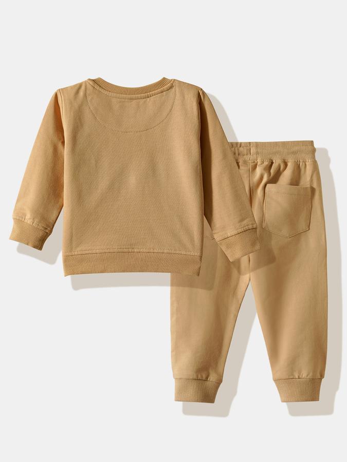 Boys Cotton Graphic Sweatshirt And Solid Joggers Set