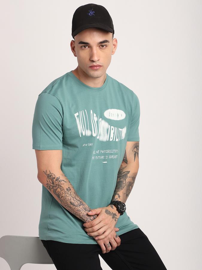 Men Cotton Regular Fit Crew Neck Graphic T-shirt