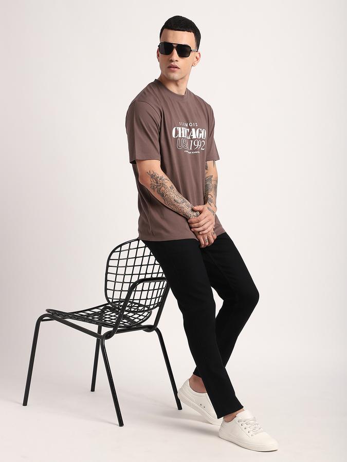 Men Cotton Relaxed Fit Crew Neck Graphic T-shirt