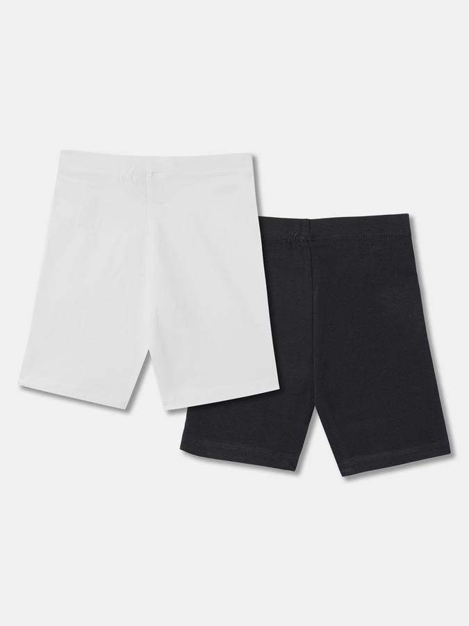 Girls Cotton Blend Slim Fit Elastic Waist Clean Hem Shorts