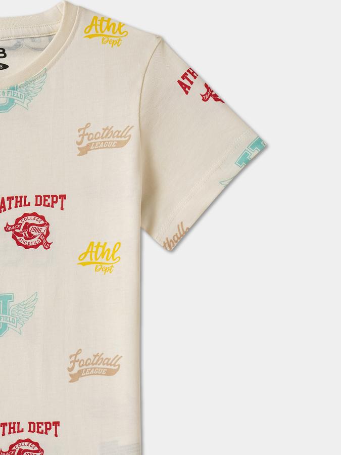 Boys Cotton Regular Fit Crew Neck Graphic T-shirt