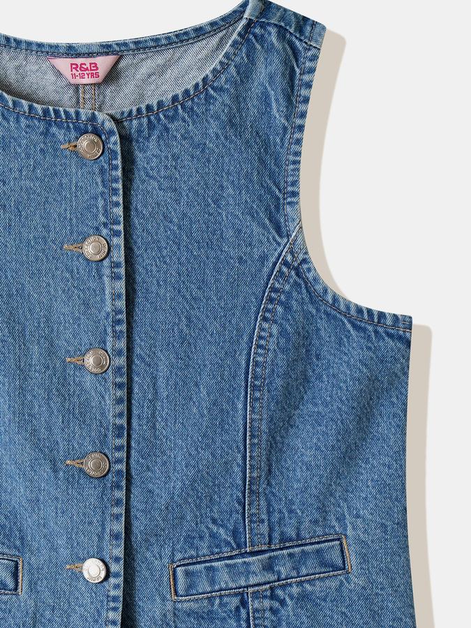 Girls Cotton Regular Fit Round Neck Sleeveless Solid Top