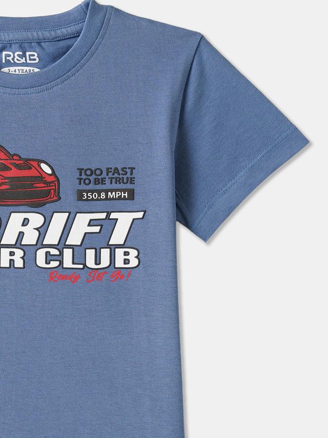 Boys Cotton Regular Fit Crew Neck Graphic T-shirt