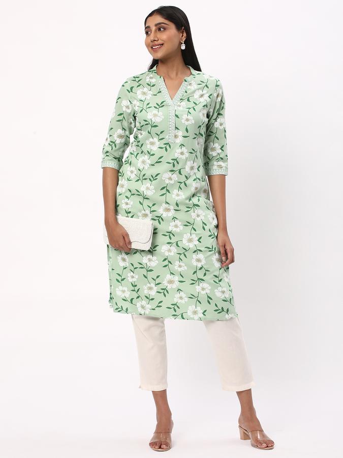 Women Floral Print Straight Kurta image number 1