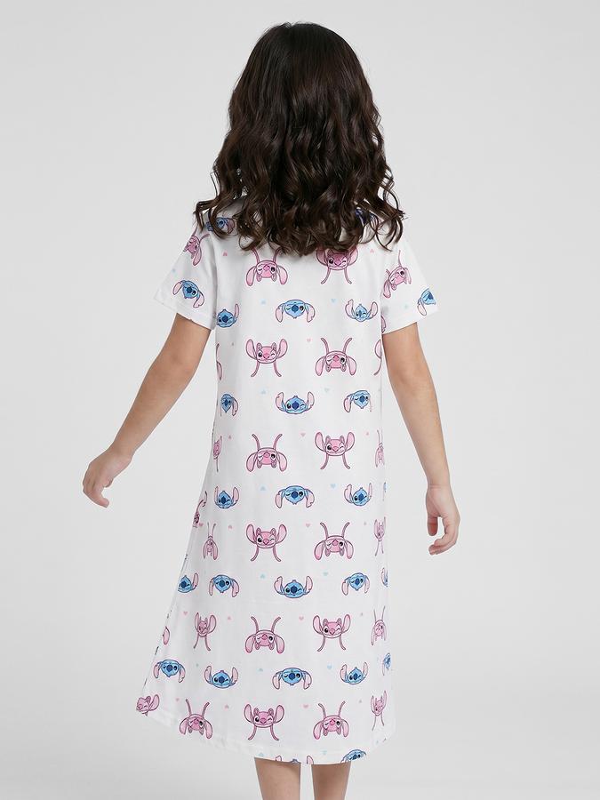 R&B Blue Printed Short Sleeves Round Neck Maxi Girls T-shirt Nightdress