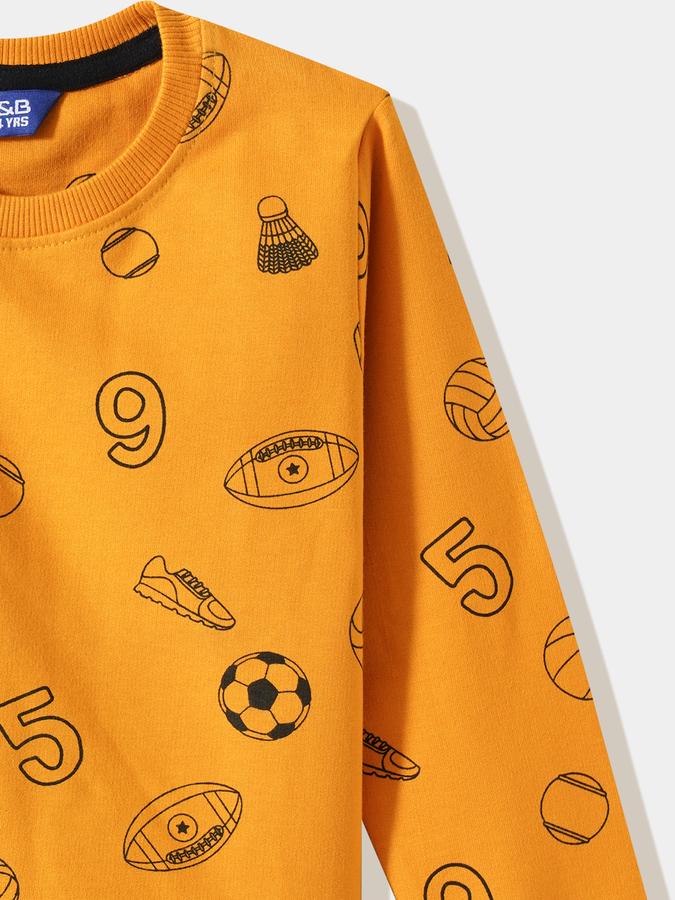 R&B Boys' Mustard Printed Sweatshirt