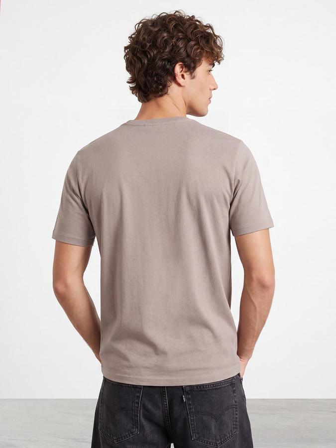 R&B Men Frappe Brown Typography Printed Pure Cotton Short Sleeves Tshirt