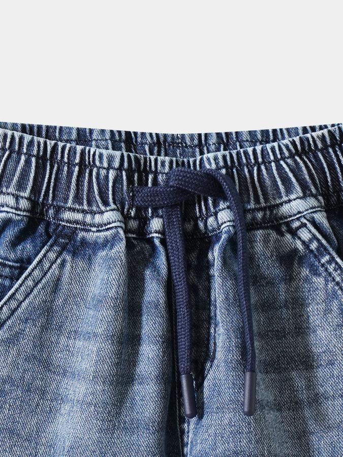 Boys Cotton Regular Fit Drawstring Waist Stone Washed Jeans