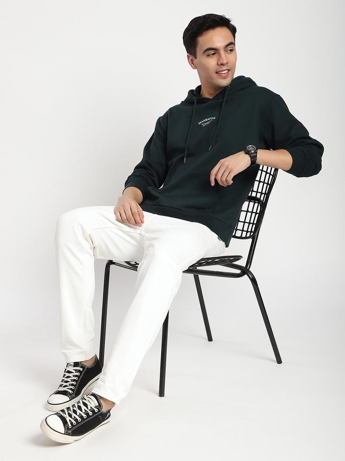 Men Fleece Regular Fit Hooded Graphic Sweatshirt