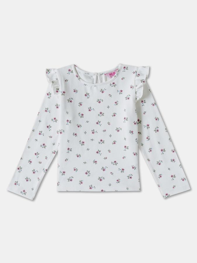 Girls Cotton Floral Long Sleeve Top and Dungarees Set