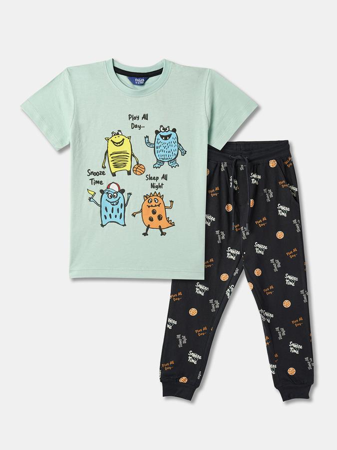 Boys Graphic Print Short Sleeve Crew Neck Sleepwear Set