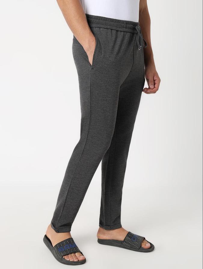R&B Charcoal Solid Regular Fit Mens Track Pant