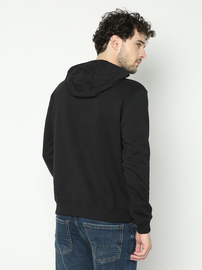 Men Fleece Regular Fit Hooded Solid Sweatshirt