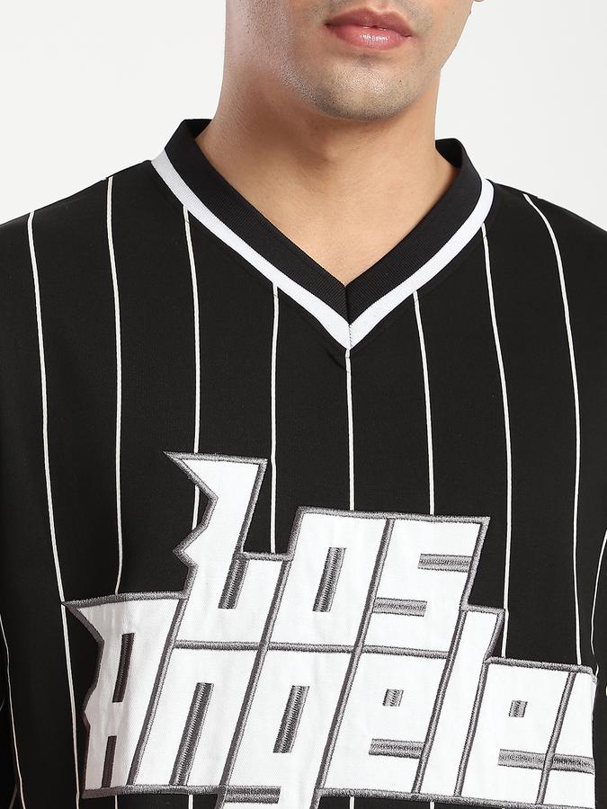 R&B Men's Black Striped T-Shirt