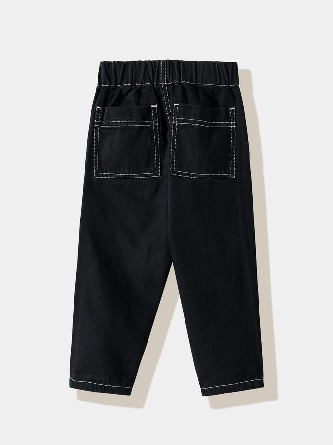 Boys Cotton Straight Fit Elastic Waist Clean Hem Jeans