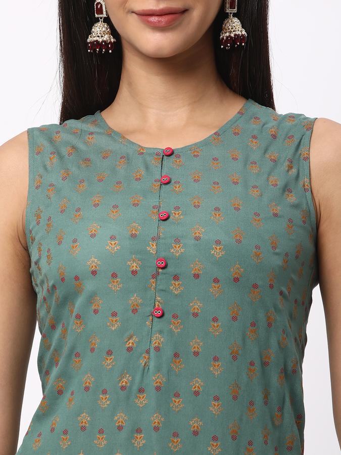 R&B Women's Printed Regular Straight Kurta Sleeveless image number 3