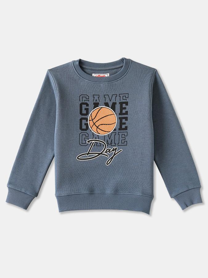 R&B Boys' Blue Printed Sweatshirt