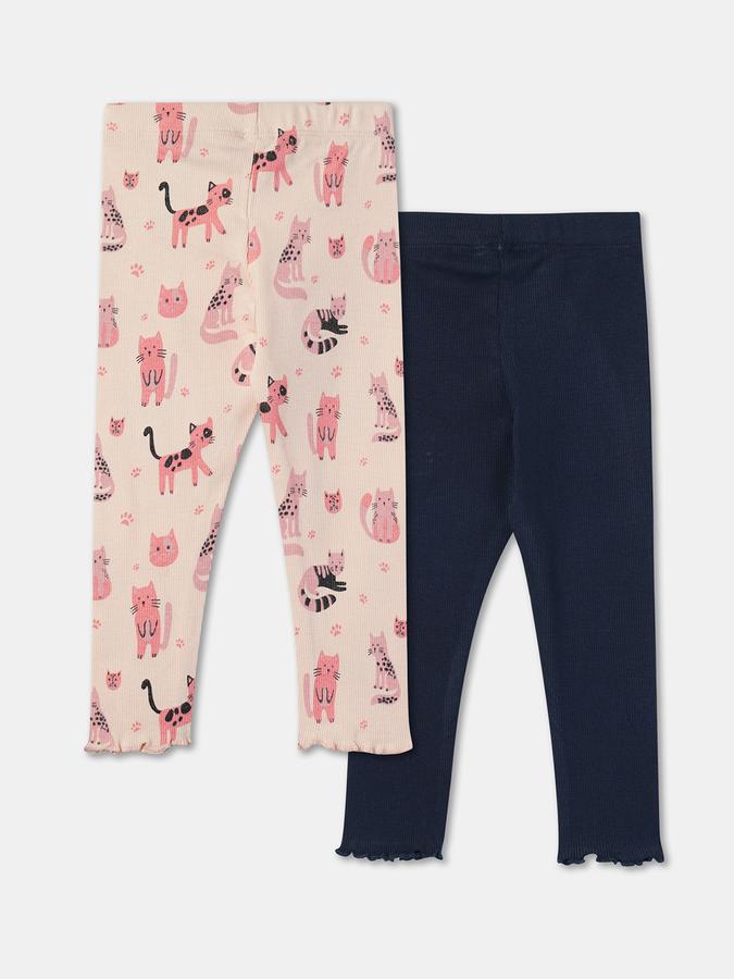 Girls Pack of 2 Printed Leggings image number 1