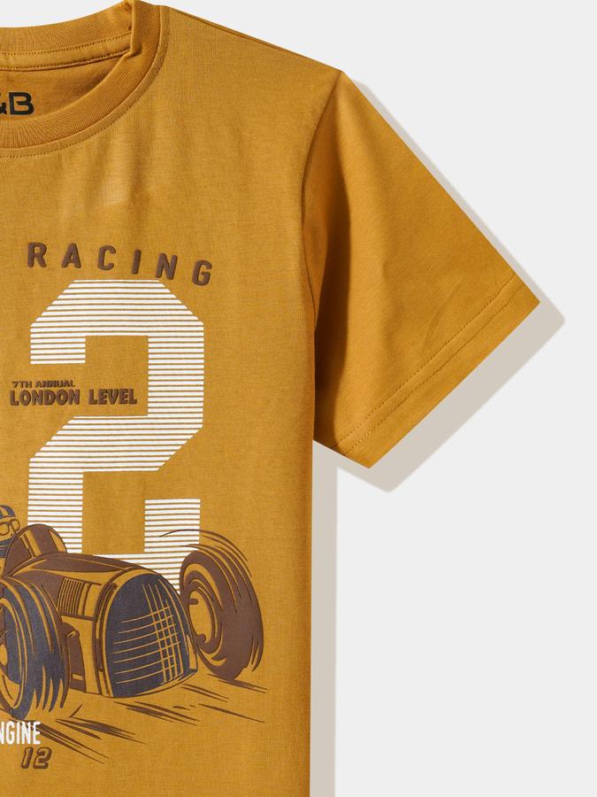 Boys Cotton Regular Fit Crew Neck Graphic T-shirt