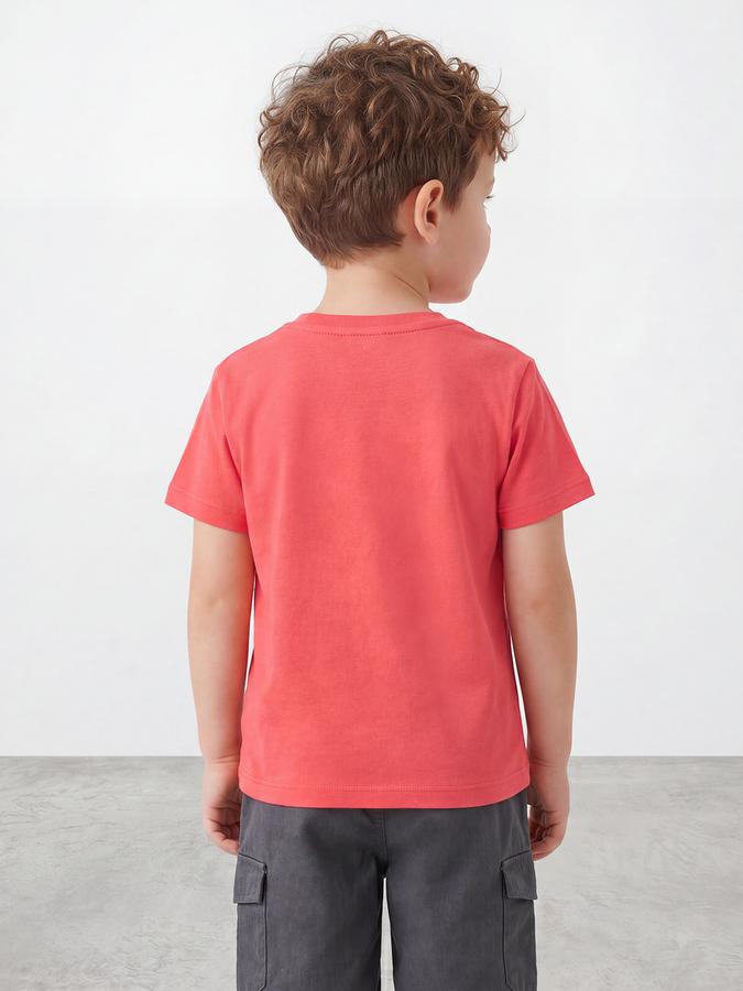 R&B Boys Orange Short sleeve Round Neck Game On Typography Graphics Bold Graphic Pure Cotton T-Shirt