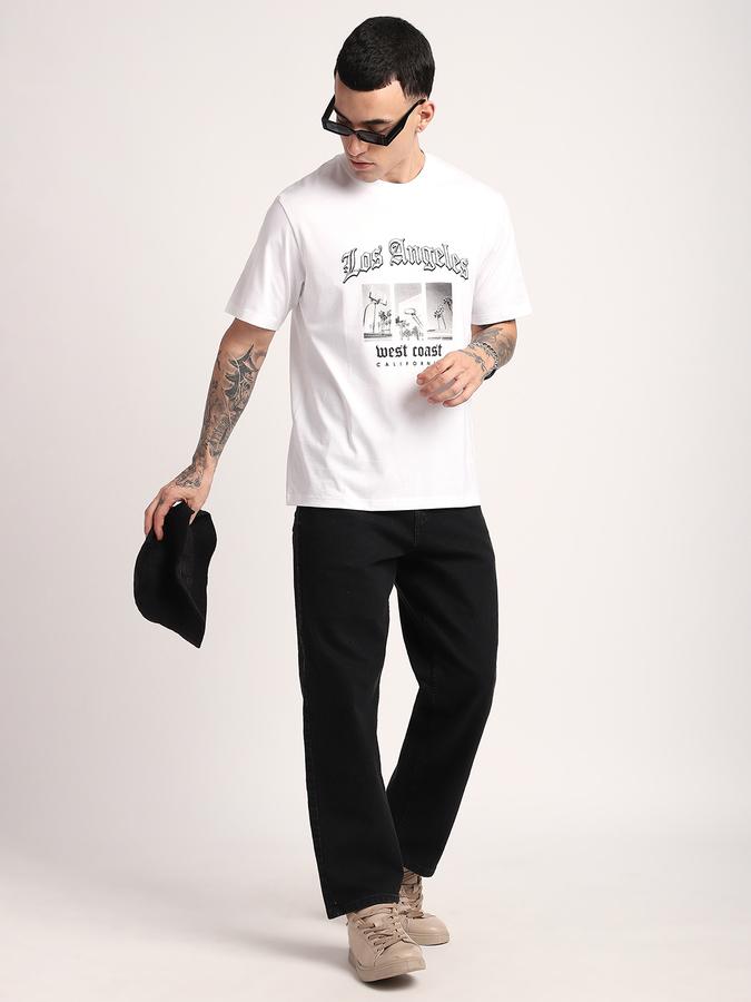 Men Cotton Relaxed Fit Crew Neck Graphic T-shirt