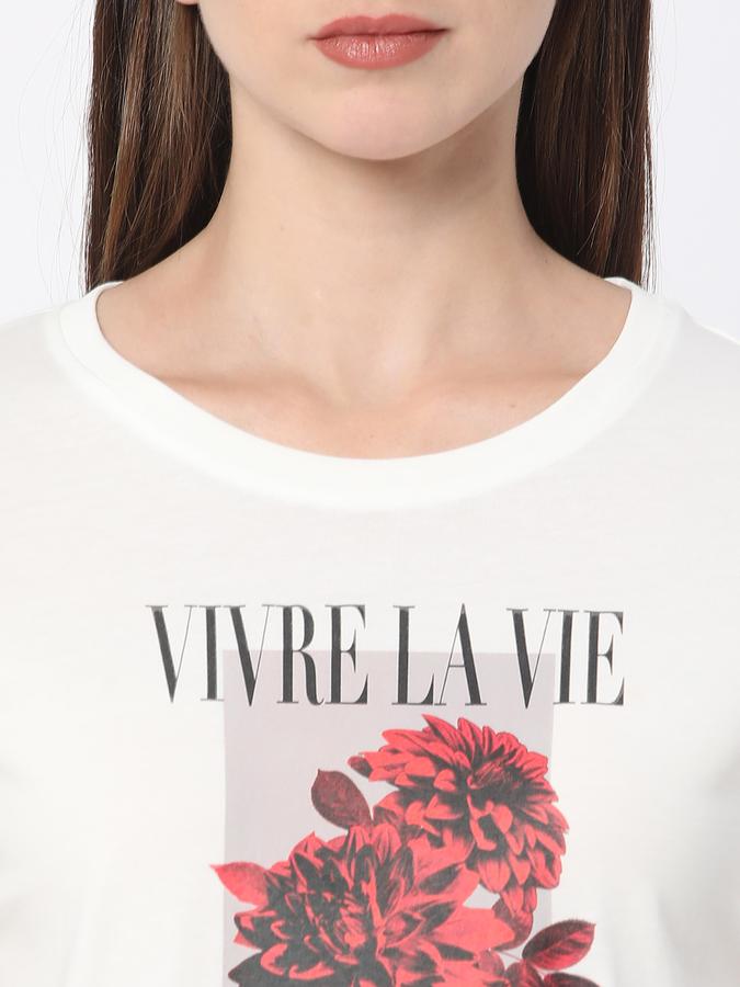 Women Cotton Relaxed Fit Round Neck Graphic T-shirt