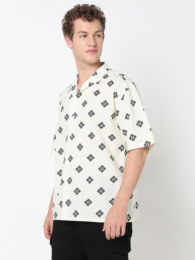 R&B MENS Short Sleeve CASUAL SLUB All Over printed SHIRT- RELAX FIT image number 2