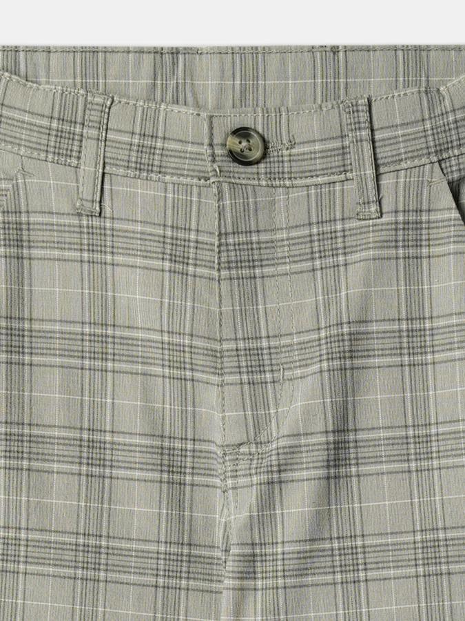 Boys Straight Fit Plaid Mid Rise Trouser