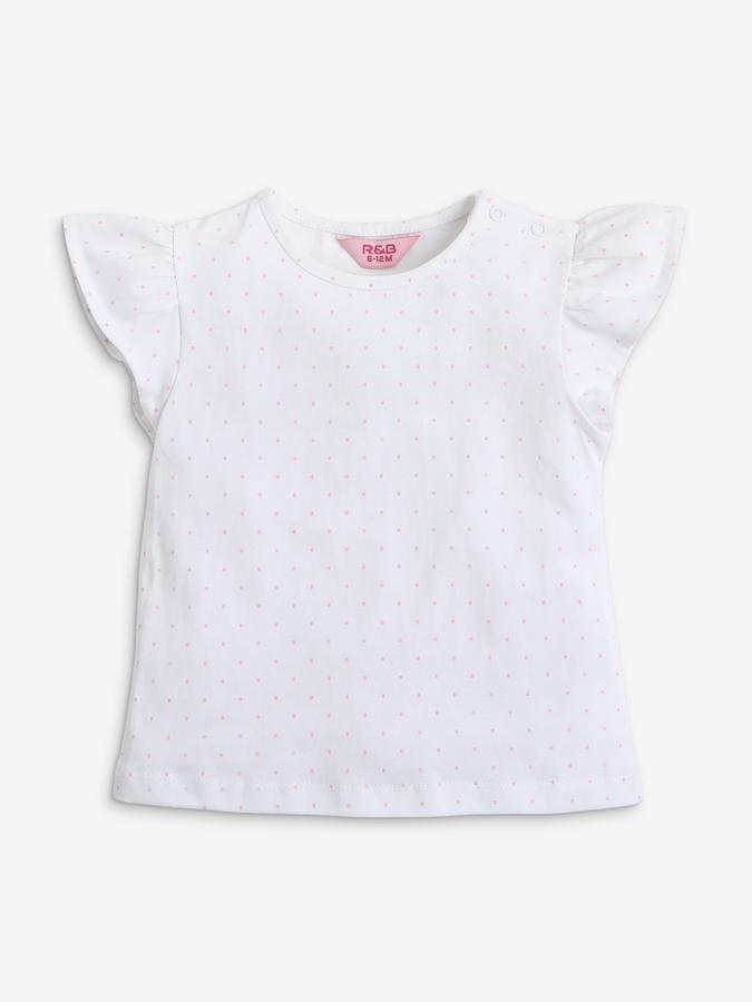 Girls Polka Dot Print T-Shirt with Dungaree image number 0