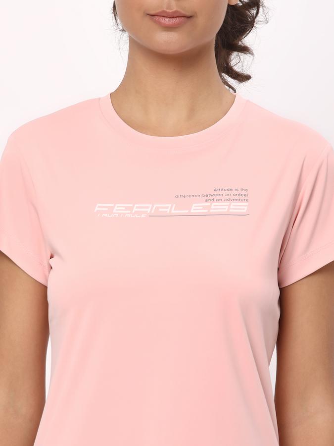 Women Regular Fit Typographic Print Crew-Neck T-Shirt image number 3