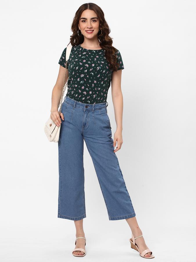 Women Cotton Regular Fit Round Neck Floral Top