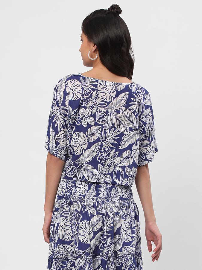 Women Cotton Relaxed Fit Round Neck Printed Ethnic Top