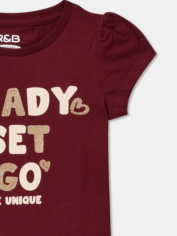 Girls Cotton Regular Fit Crew Neck Graphic T-shirt