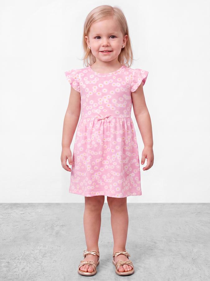 R&B Girls Pink Ruffle Sleeves Floral Print Knee Length Dress