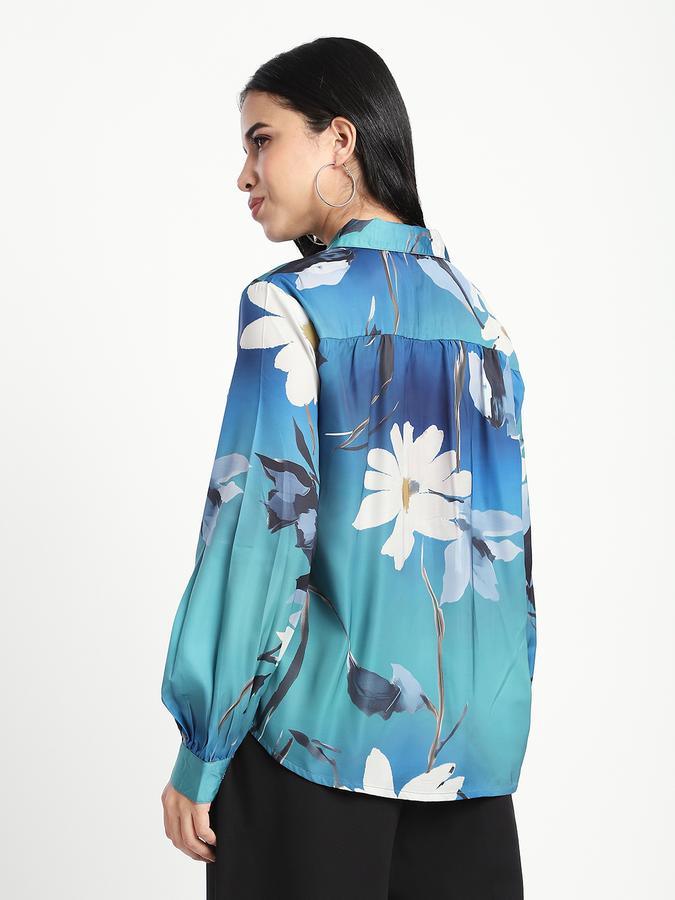 R&B Women Cobalt Floral Print Shirt